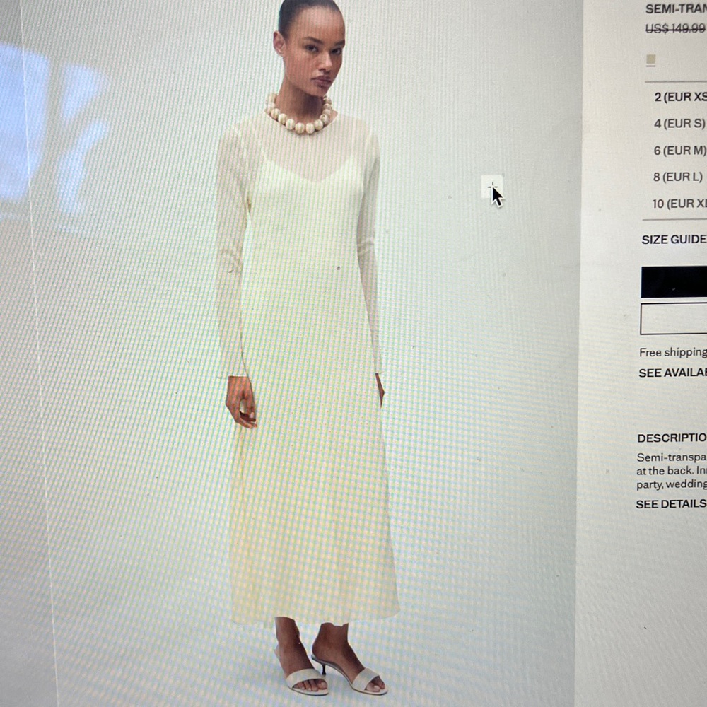 Mango Cream Long Sleeve Dress
